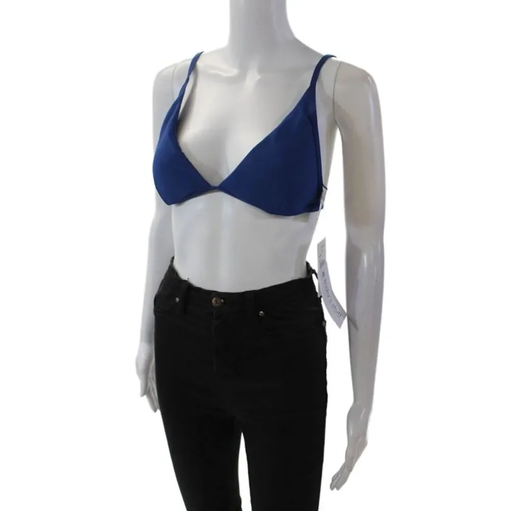 L Space Womens Stretch Ribbed Adjustable Triangle Bikini Top Navy Size XL